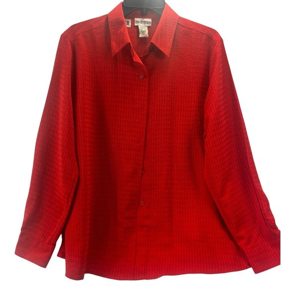 Apparenza women long sleeve shirt, color red, size L, button down - Picture 1 of 11